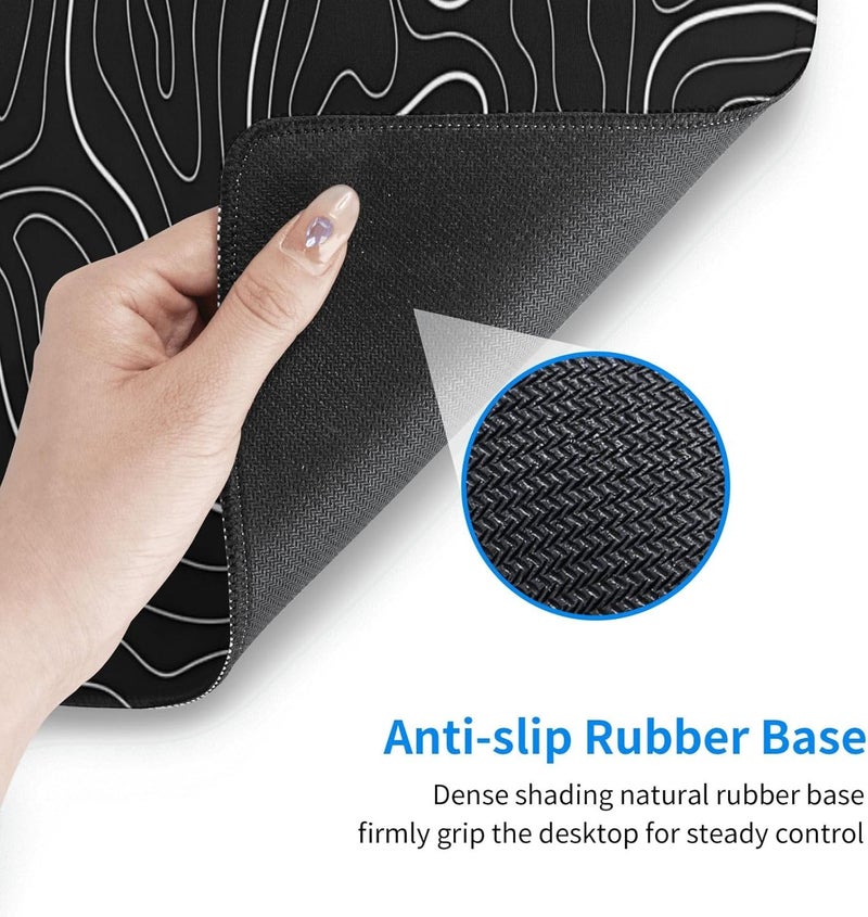 Brecoy Extended Gaming Mouse Pad, Large Gaming Mouse Waterproof with Stitched Edges, Non-Slip Desktop Pad for Home and Office, Level Up Your 31.5x11.8 Inch… (Black Topographic) - Image 5